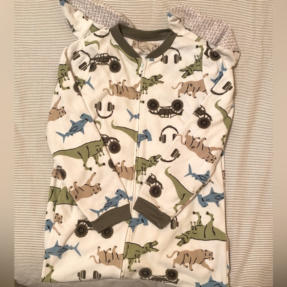 Carter’s fleece dinosaur footie pajamas